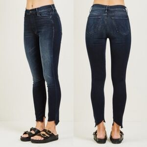 MOTHER The Stunner Zip Two Step Fray Last Call Dark Indigo Wash Women's Size 27